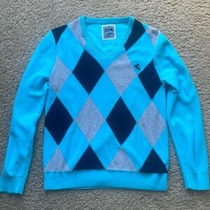 Men’s Small V Neck Argyle Sweater